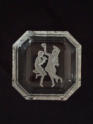 Small Etched Glass Intaglio Dish