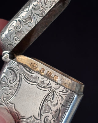Fully Engraved Antique Silver Vesta Case Match Locket
