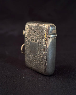 Fully Engraved Antique Silver Vesta Case Match Locket