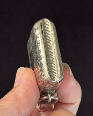 Fully Engraved Antique Silver Vesta Case Match Locket