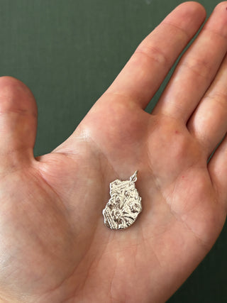 Silver Stamped Floral Artifact Charm 5