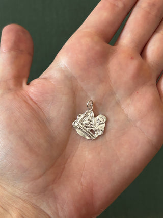 Silver Stamped Floral Artifact Charm 6