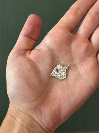 Silver Stamped Floral Artifact Charm 8