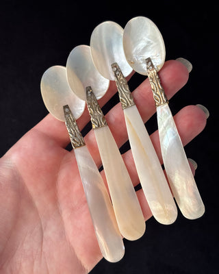 Antique Mother Of Pearl and Silver Spoons