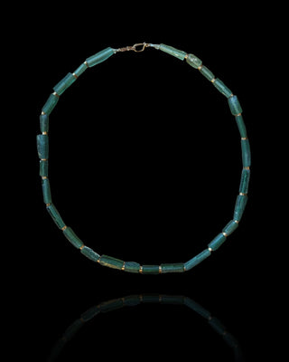 Ancient Roman Glass and Gold Necklace