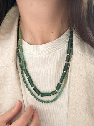 Ancient Roman Glass and Gold Necklace