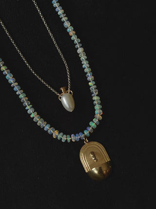 White Ethiopian Opal Beaded Necklace