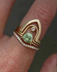 Trillion Mint Garnet Ring