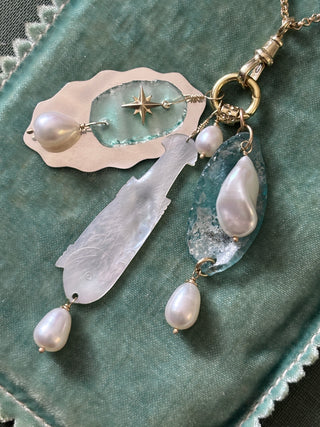 Ancient Roman Glass and Pearl Pendant