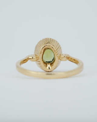 Opalescent Sea Green Oval Sapphire Ring
