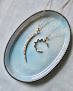Antique Seed Pearl Crescent Moon Conversion Pendant