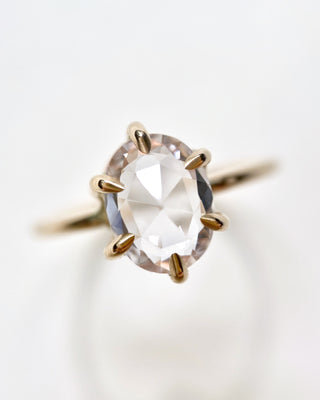 Oval Rose Cut White Sapphire Ring