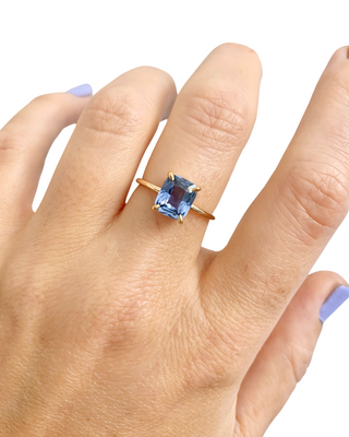 Blue Cushion Cut Sapphire Ring
