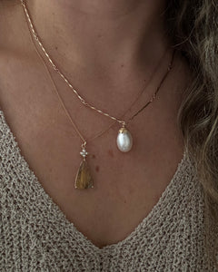 Rutilated Quartz and Pearl Pendant