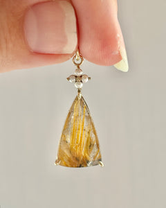 Rutilated Quartz and Pearl Pendant