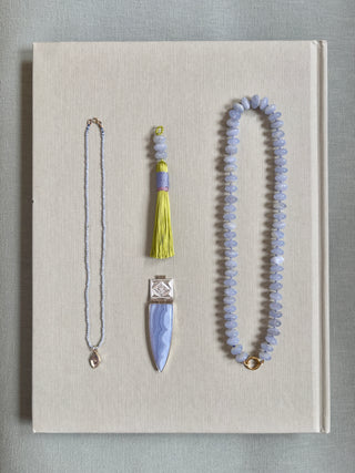 Blue Lace Agate Chunky Beaded Necklace