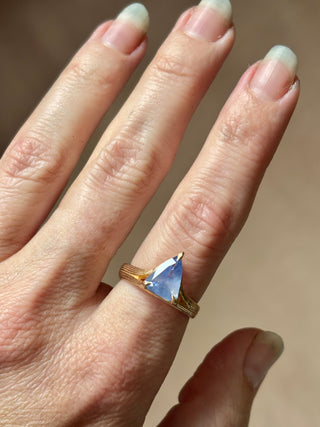Blue Shield Cut Sapphire Ring