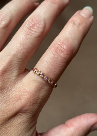 Purple Pink 7-Stone Sapphire Stacking Ring