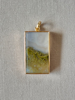 "Windswept" Moss Agate Rectangle Pendant