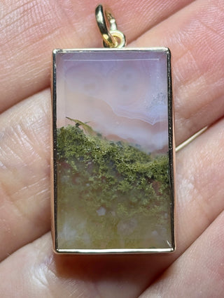 "Windswept" Moss Agate Rectangle Pendant