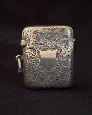 Fully Engraved Antique Silver Vesta Case Match Locket