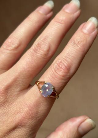 Purple Pink Oval Sapphire Ring