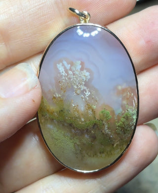 "Meadow" Moss Agate Large Oval Pendant