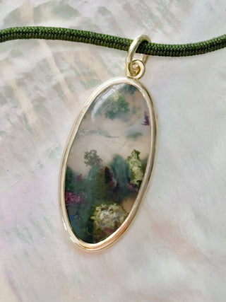 "Terrarium" Moss Agate Oval Pendant
