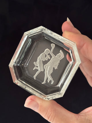 Small Etched Glass Intaglio Dish