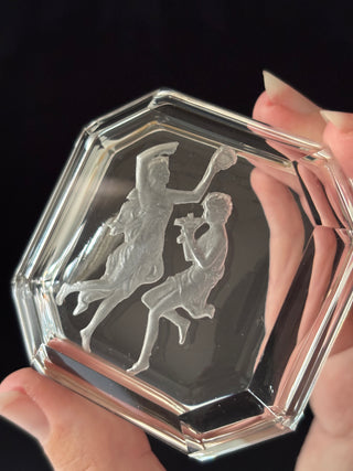 Small Etched Glass Intaglio Dish