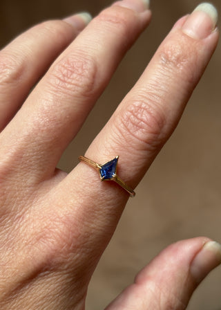 Blue Kite Cut Sapphire Ring