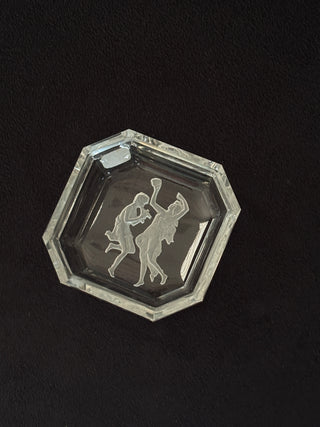 Small Etched Glass Intaglio Dish