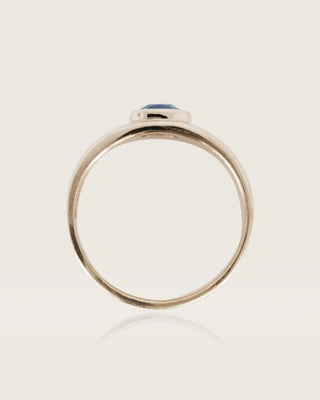 Engraved Wide Band Blue Sapphire Ring