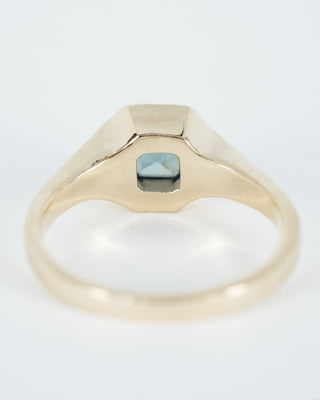 Blue Step Cut Sapphire Engraved Ring