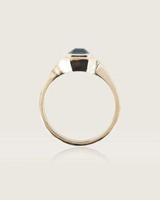 Blue Step Cut Sapphire Engraved Ring