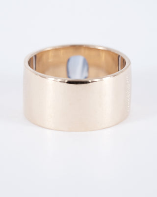 Engraved Wide Band Blue Sapphire Ring