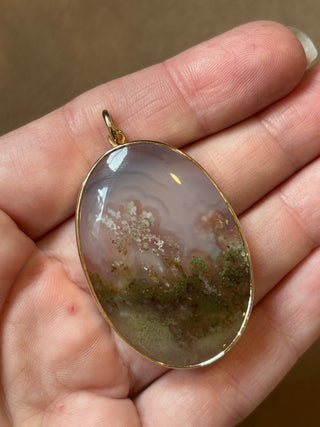 "Meadow" Moss Agate Large Oval Pendant