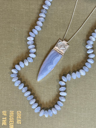 Silver Blue Lace Agate Hinged Pendant