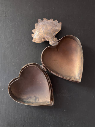Large Brass Ex Voto Sacred Heart Locket Box