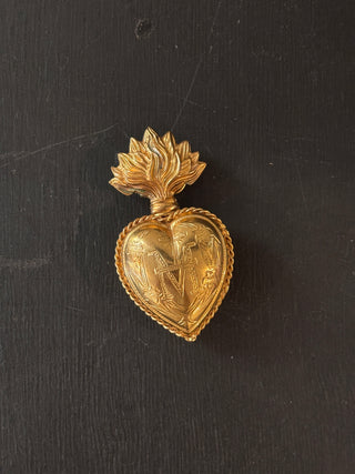 Small Brass Ex Voto Sacred Heart Locket Box