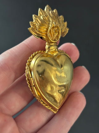 Small Brass Ex Voto Sacred Heart Locket Box