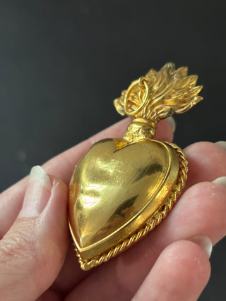 Small Brass Ex Voto Sacred Heart Locket Box