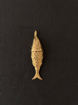 Vintage Solid 9kt Gold Articulated Fish Pendant