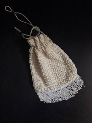 Vintage Drawstring Bag With Fringe
