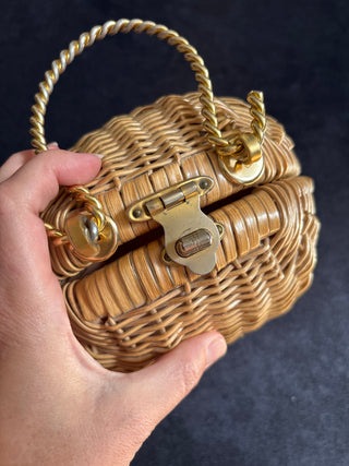 Vintage Faux Wicker Woven Handbag