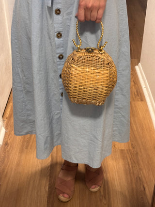 Vintage Faux Wicker Woven Handbag