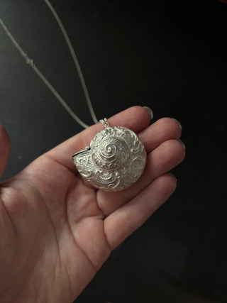 Vintage Sterling Silver Chambered Nautilus Locket