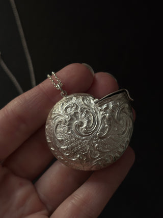 Vintage Sterling Silver Chambered Nautilus Locket