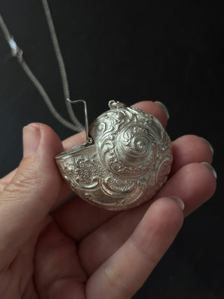 Vintage Sterling Silver Chambered Nautilus Locket