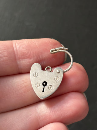 Antique Sterling Silver Small Heart Padlock